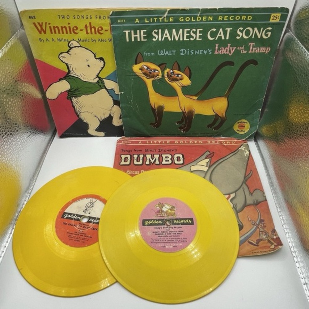 Vintage 1950s Disney Little Golden Records 78 RPM 6" Lot of 5 w/ Sleeves‎